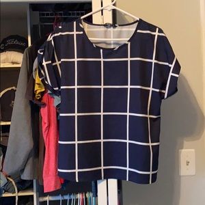 Navy and white plaid shirt